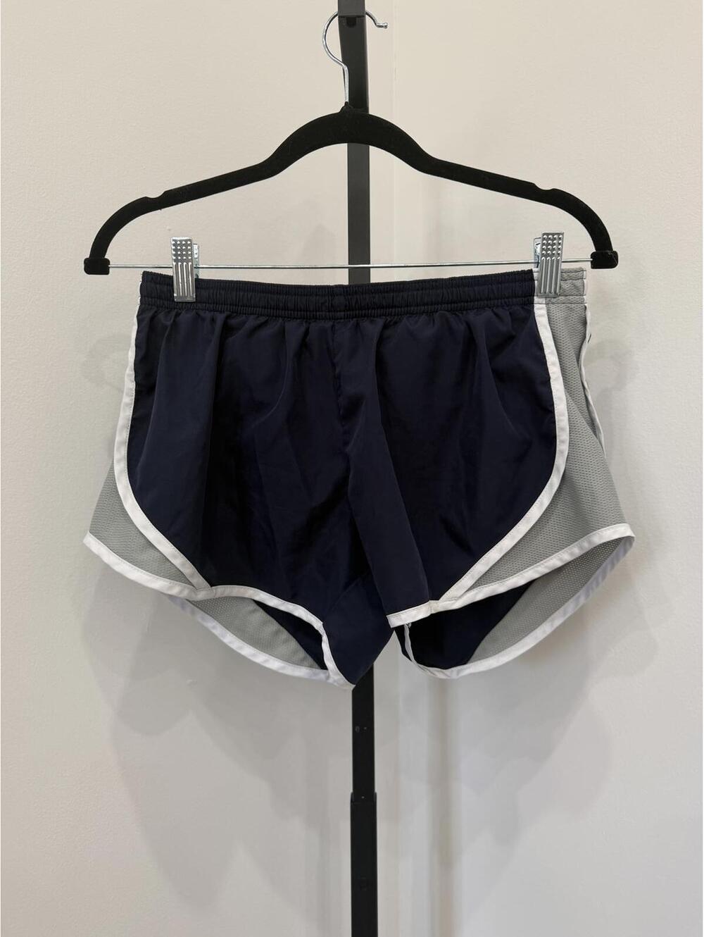 Soffee Small Juniors Navy and Gray Athletic Running Shorts with White Trim